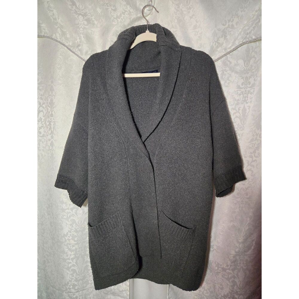 GAP Charcoal Gray Wool Blend Shawl Collar Long Cardigan Dark Academia | L